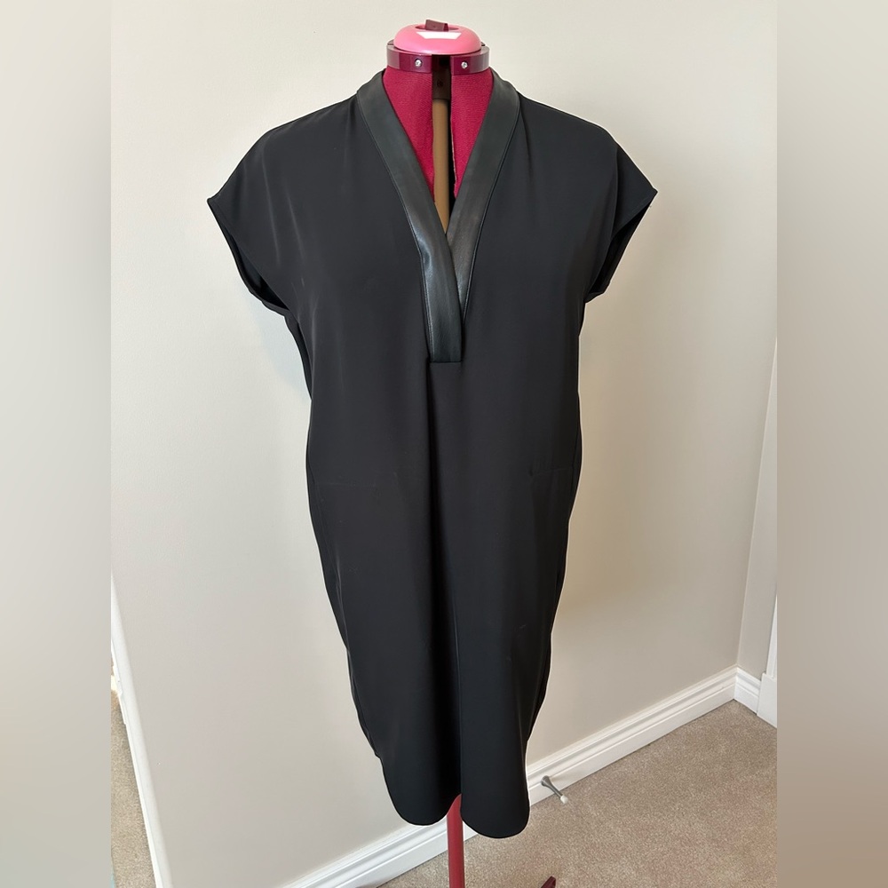 Calvin Klein Black Dress with Leather Detail